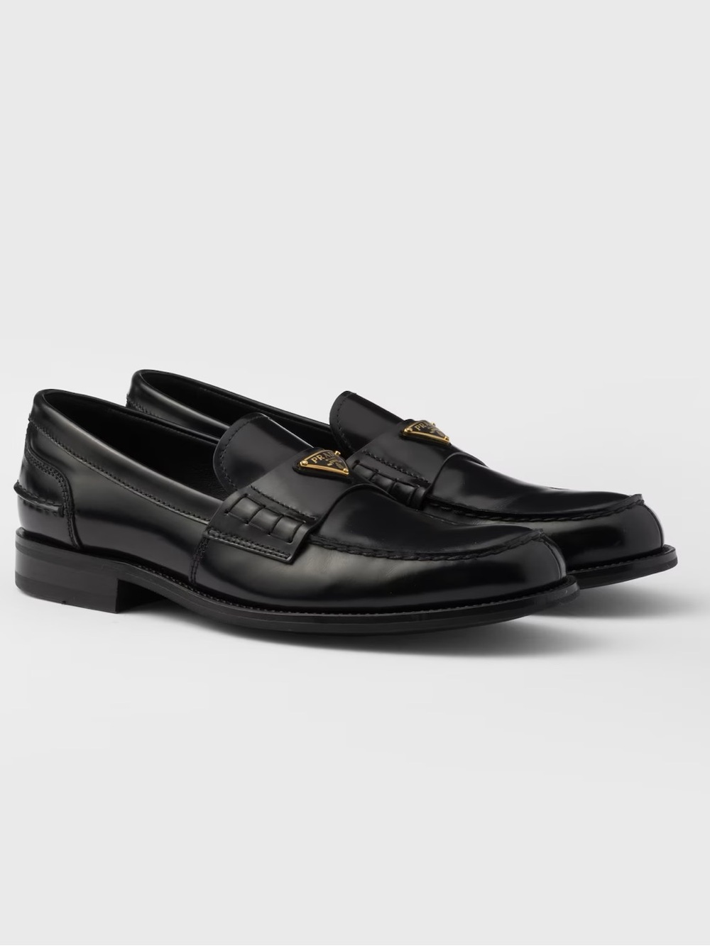 Prada Black Brushed Leather Loafers 37.5